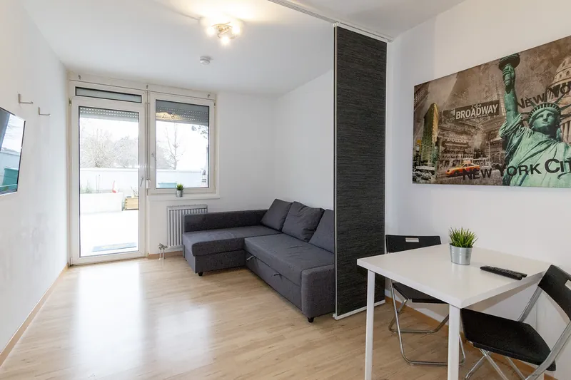 36 m² große Terrasse des Apartments Marchtrenk 42 m²